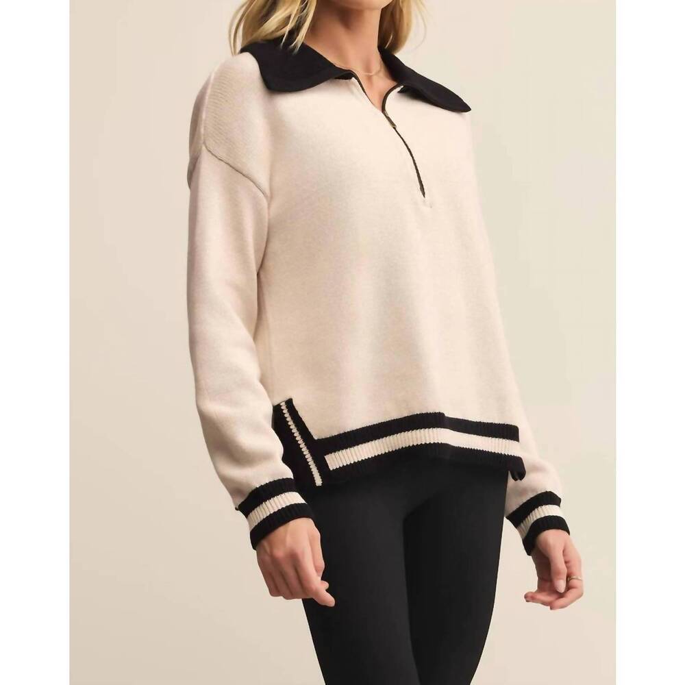NEW Z SUPPLY society half zip sweater in crystal - Picture 4 of 4